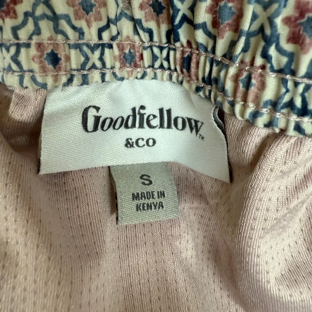 Goodfellow & Co Swim Trunks Size S Blue Pink Geometric Floral Drawstring Pockets